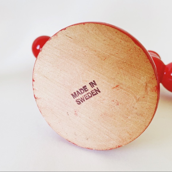 Set of 2 Vintage Swedish Red Wood Ball Candle Holder 4 arm Large Candelabra - Picture 3 of 3